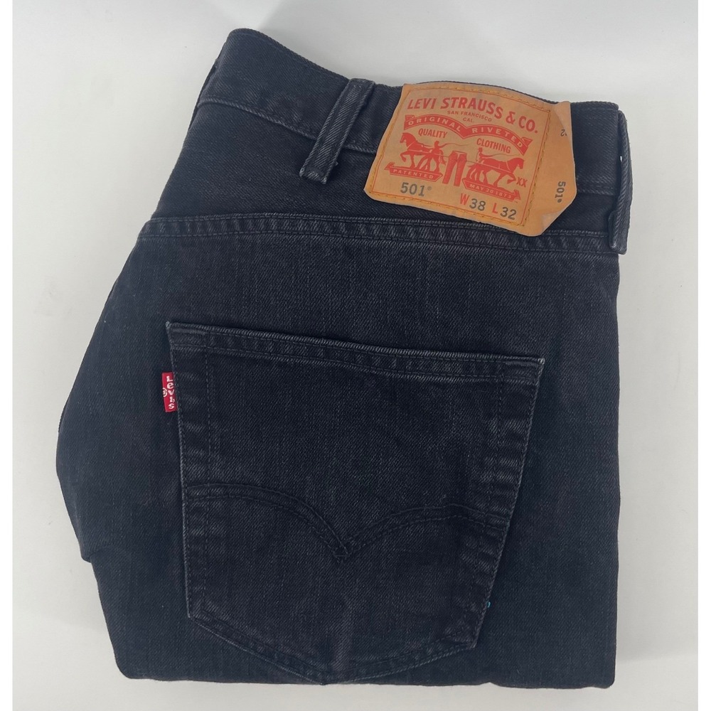 Levi's 501 Original Fit Jeans Men 38x32(31) Blk Straight Leg Button Fly Classic